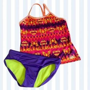 Dolfin Swimsuit Tankini Bikini UPF50+ Girls‎ Two 2 Piece Size 14